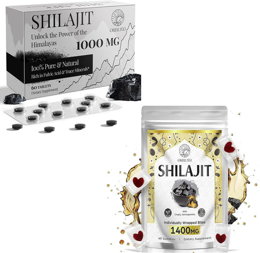 1400 MG Shilajit Gummies & 1000 MG Tablets Combo - 60 Count
