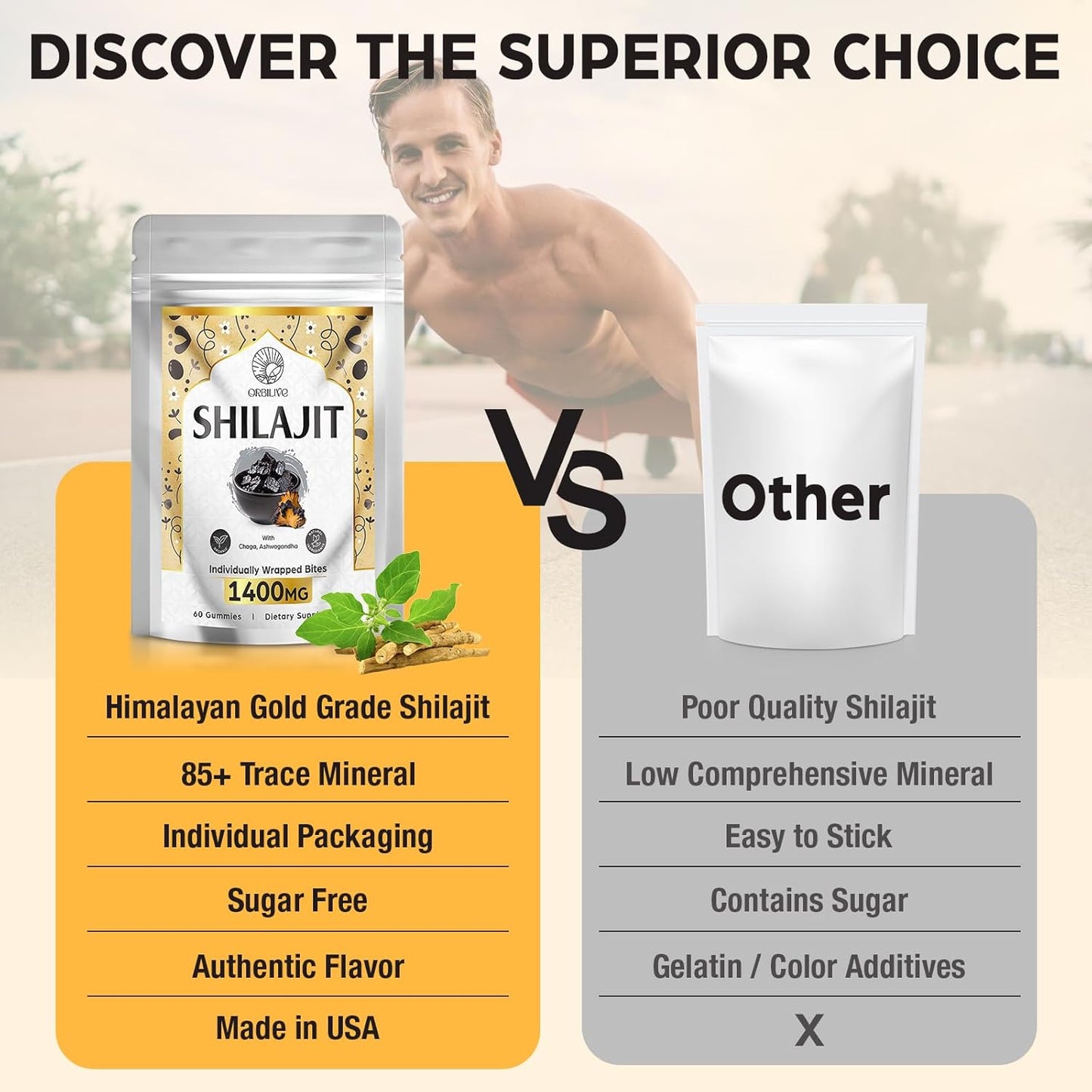 1400 MG Shilajit Gummies & 1000 MG Tablets Combo - 60 Count