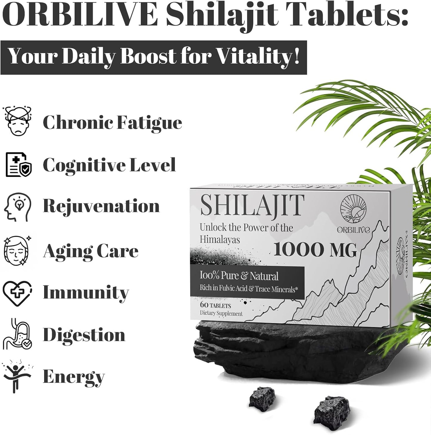 1400 MG Shilajit Gummies & 1000 MG Tablets Combo - 60 Count