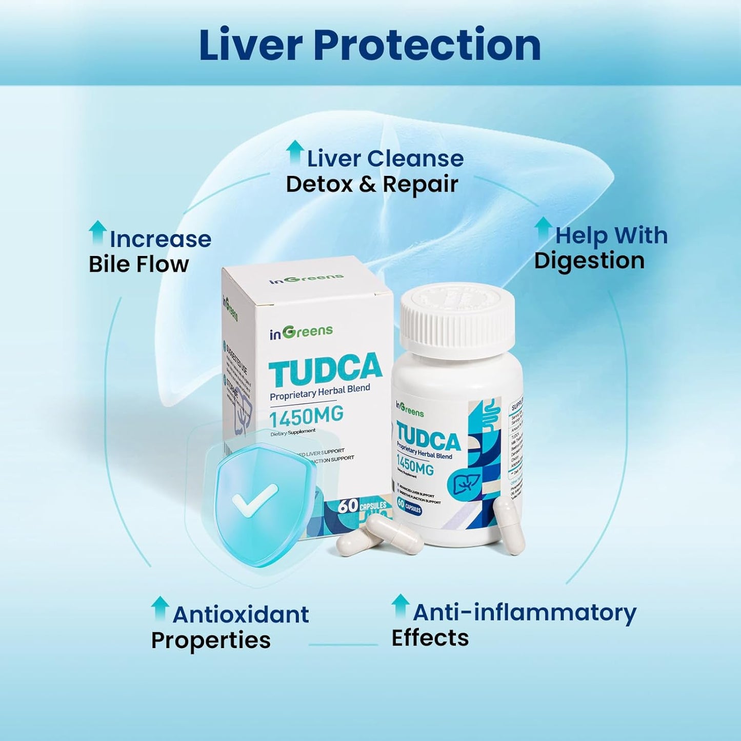 1450MG TUDCA Liver Supplement for Liver and Kidney Cleanse - 60 Capsules