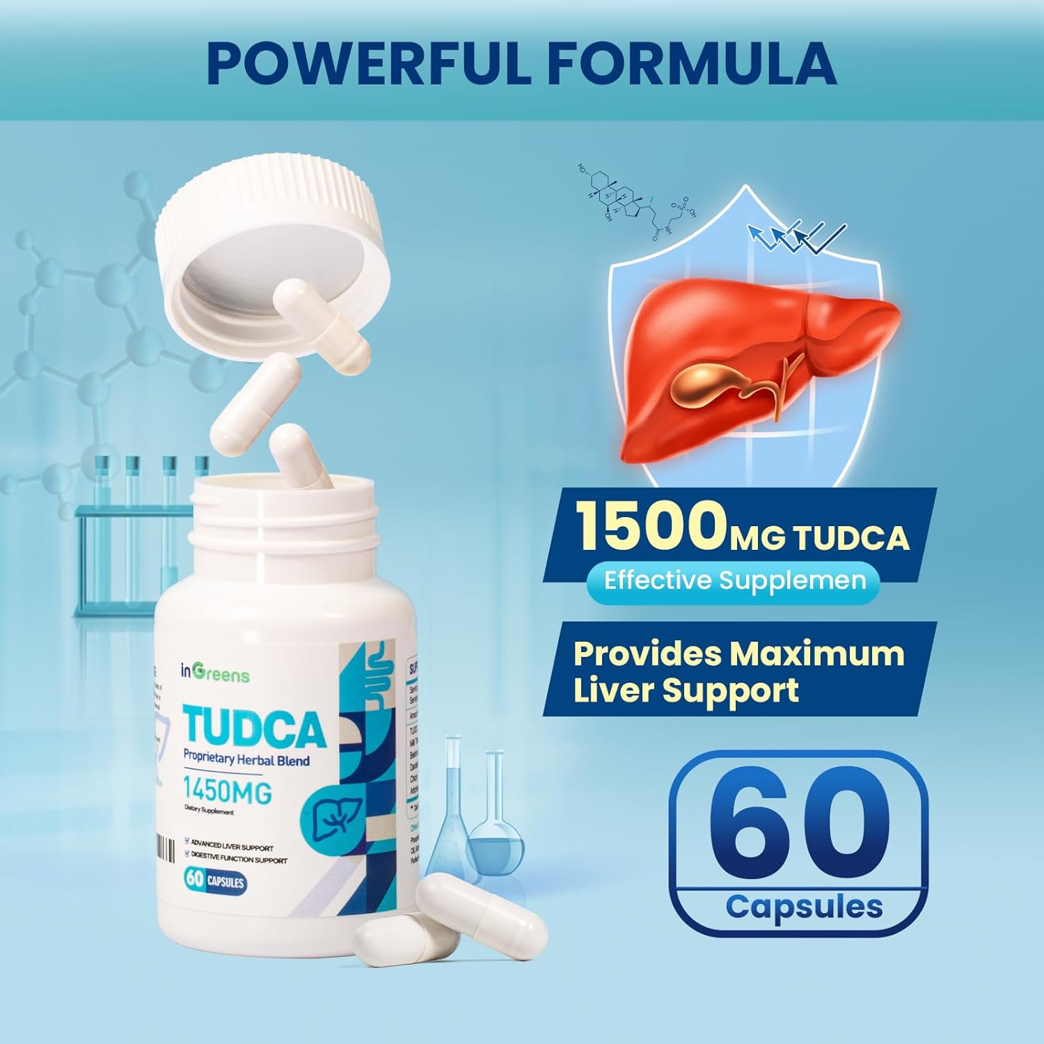 1450MG TUDCA Liver Supplement for Liver and Kidney Cleanse - 60 Capsules
