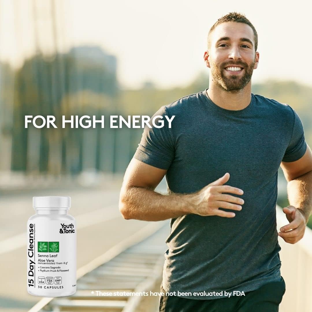 15 Day Cleanse & Activated Charcoal Pills for Gas, Bloating, and Body Detox - Youth & Tonic