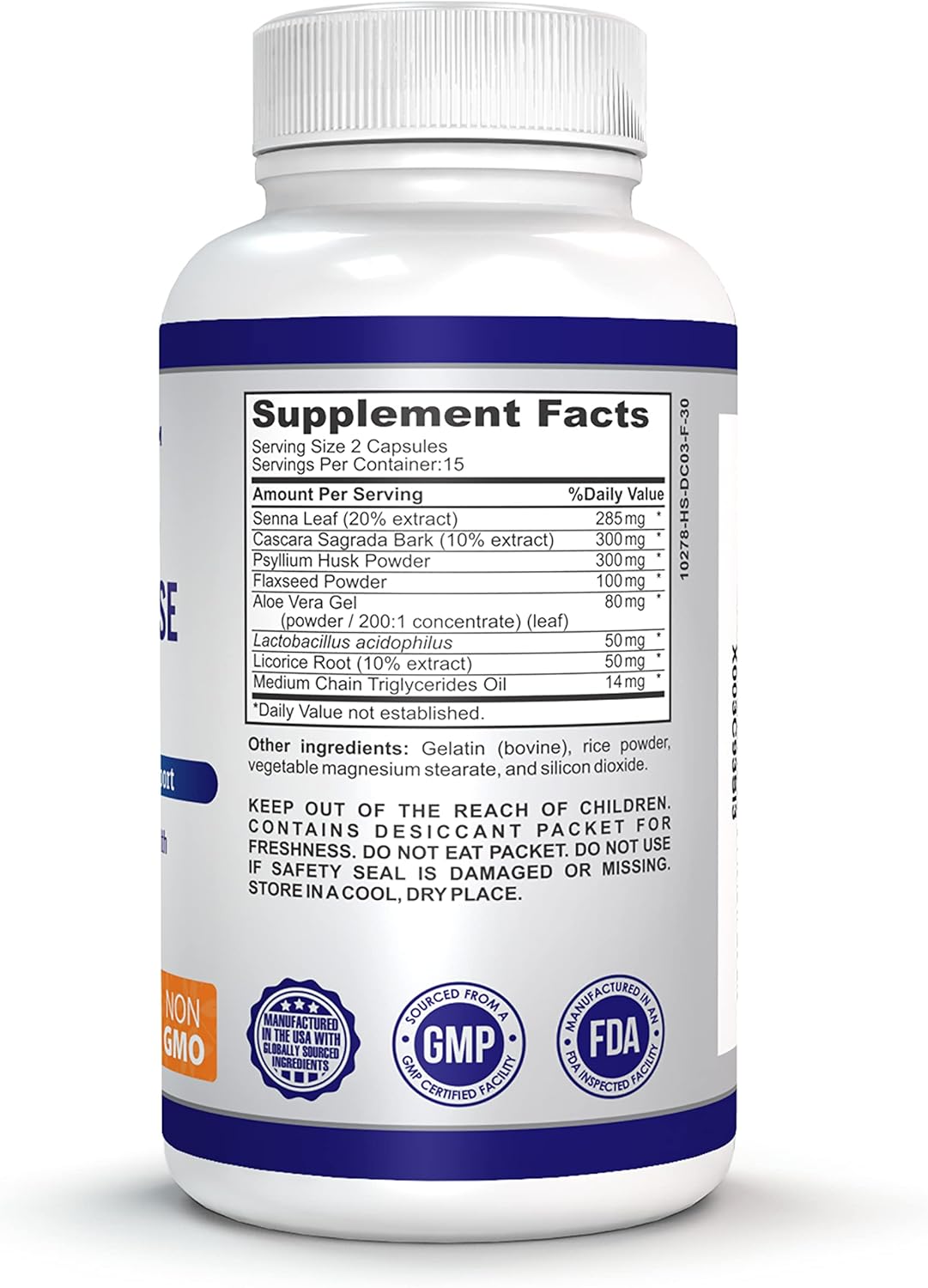 15-Day Cleanse & Detox with Probiotics for Digestive & Colon Health - Herbal Formula with Senna Leaf & Cascara Sagrada Bark (30 Capsules)