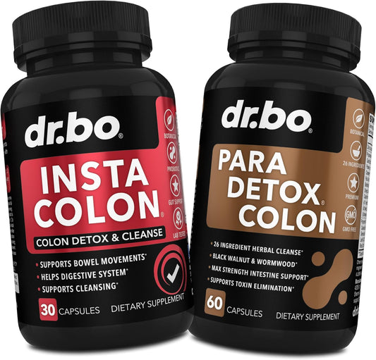 15-Day Dr. BO Colon Cleanse Detox Pills with Ginger & Intestinal Guard - Poop Bowel Movement Supplements for Stomach Bloating & Gut Health