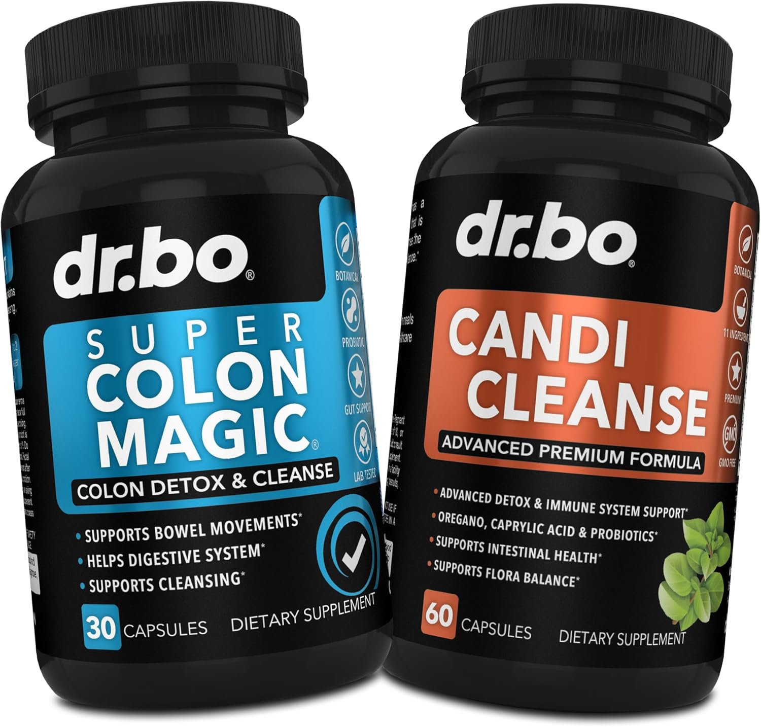15-Day Dr. BO Colon Cleanse Detox Pills with Probiotic and Oregano - Gut Health Support with Caprylic Acid Complex for Bowel Movement and Bloating
