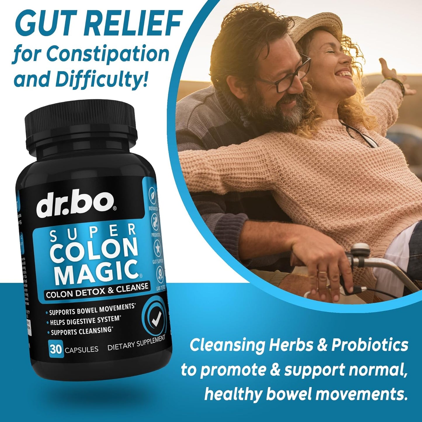 15-Day Dr. BO Colon Cleanse Detox Pills with Probiotic and Oregano - Gut Health Support with Caprylic Acid Complex for Bowel Movement and Bloating