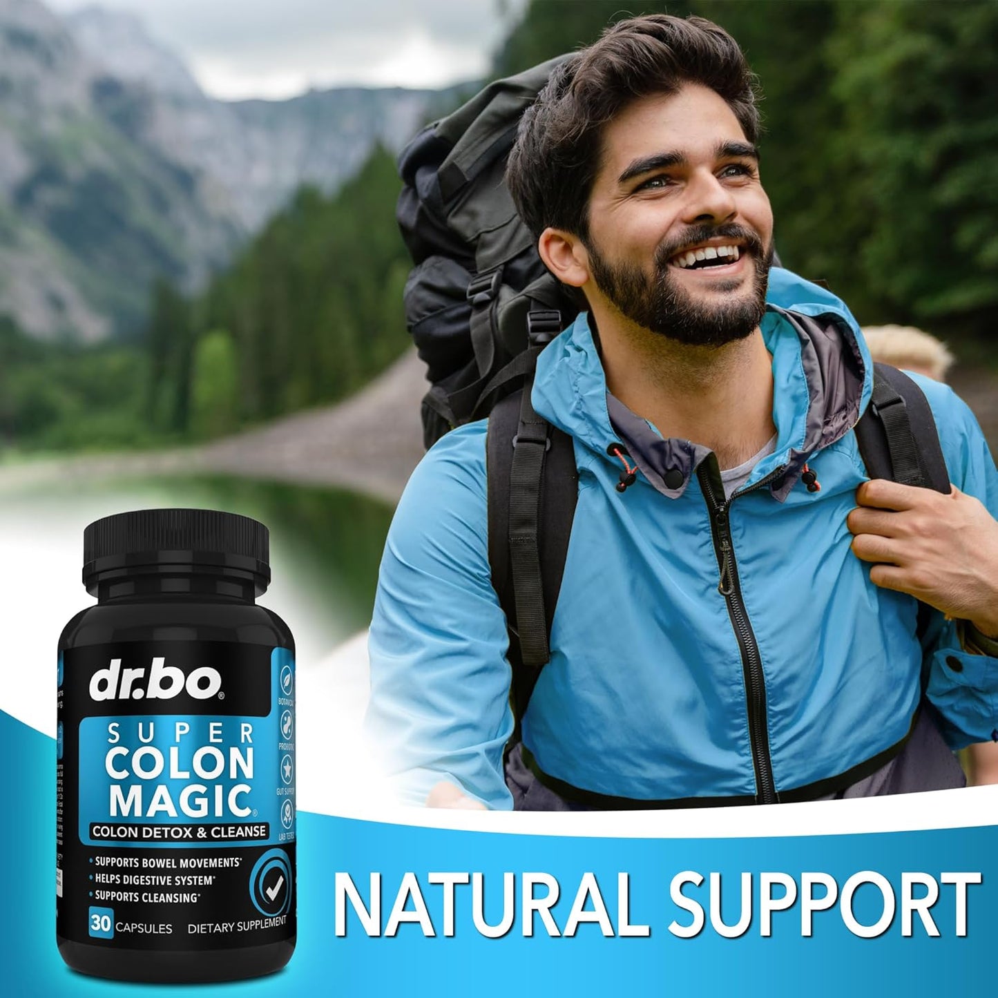 15-Day Dr. BO Colon Cleanse Detox Pills with Probiotic and Oregano - Gut Health Support with Caprylic Acid Complex for Bowel Movement and Bloating