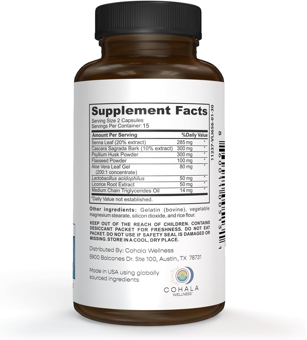 15-Day Prebiotic Colon Cleanse & Detox Fiber Supplement with MCT Oil - Natural Laxatives for Keto - 30 Capsules