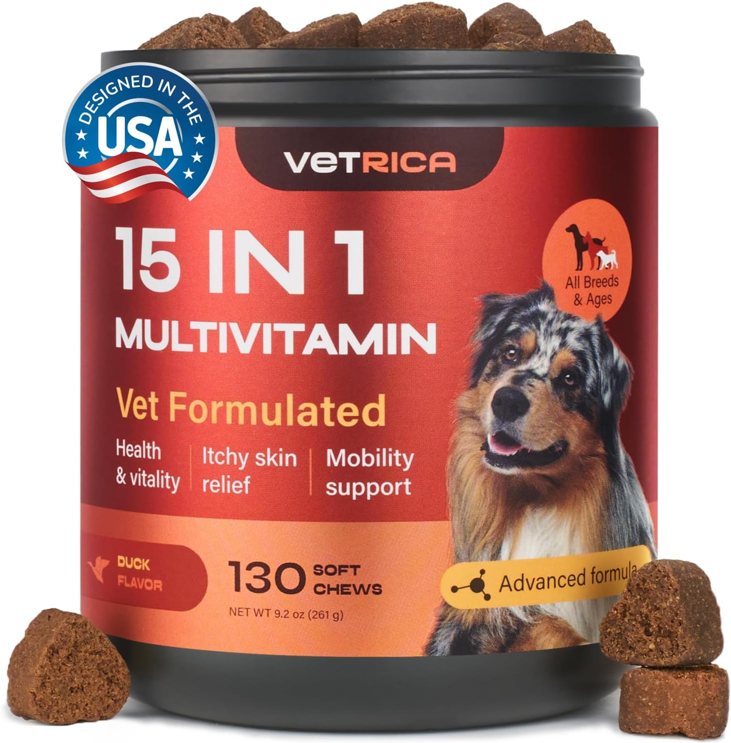 15-in-1 Dog Vitamins & Joint Supplement with Chondroitin for Hip & Joint Health, Immune System Support, Coat, and Mobility