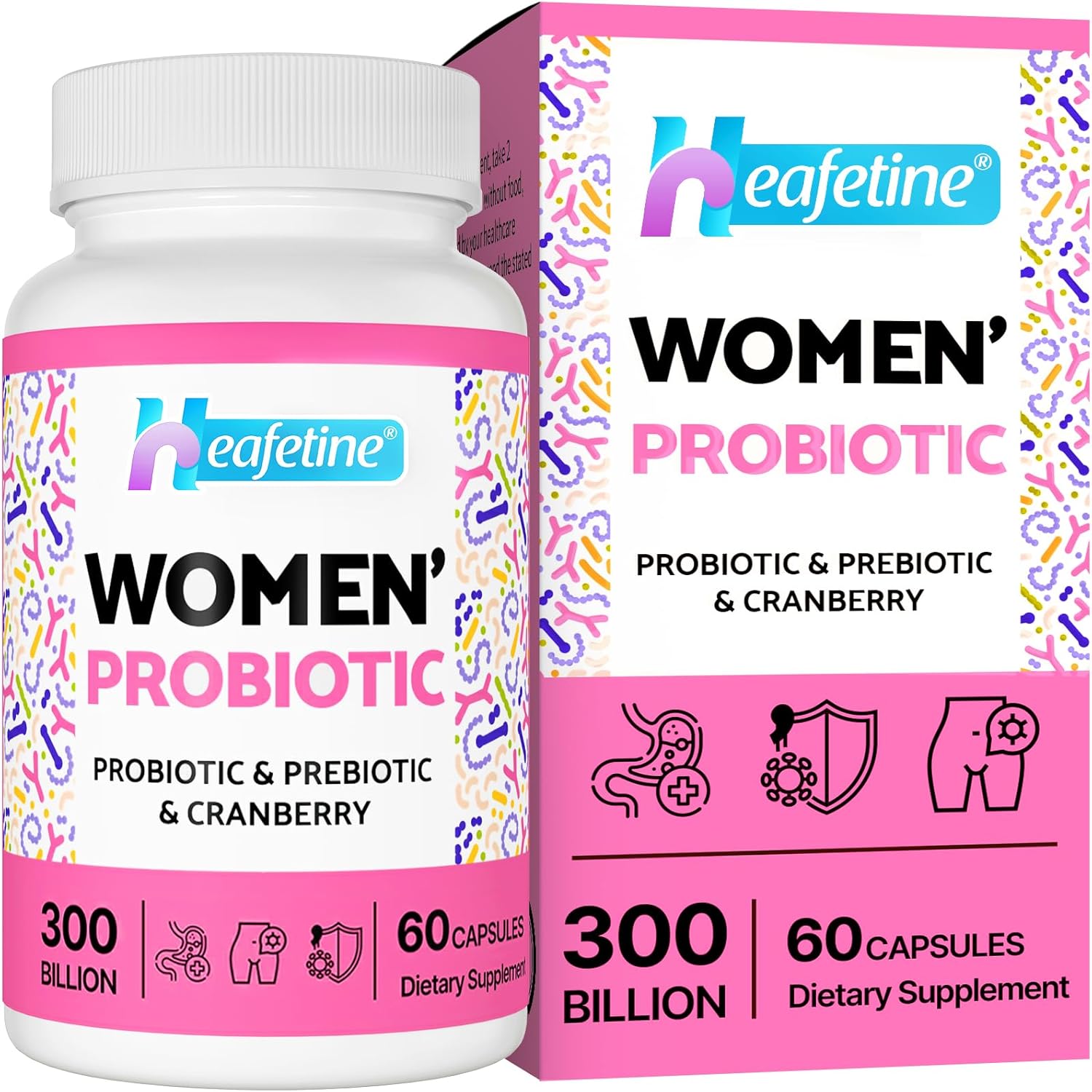 15-in-1 Women's Probiotic with 300 Billion CFUs for Vaginal, Urinary Tract, PH Balance & Immune Support - 60 Capsules