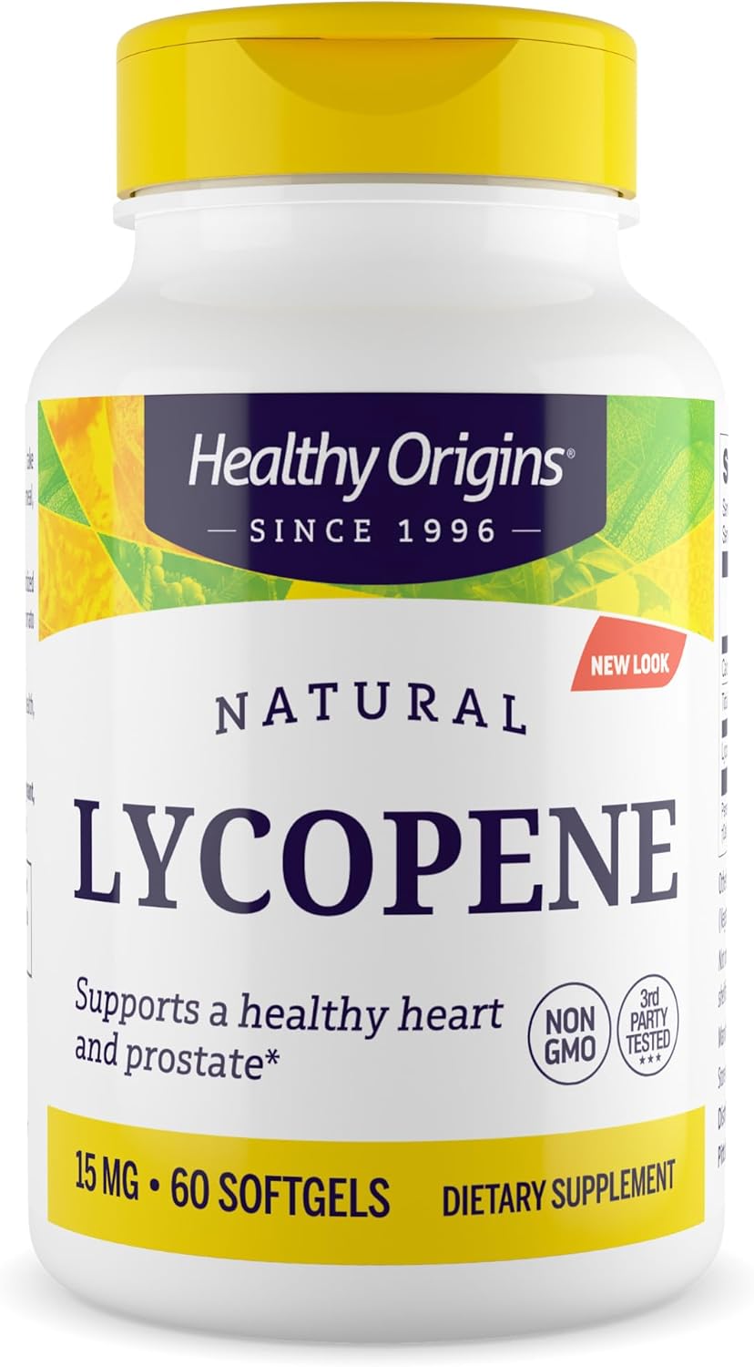 15 mg Healthy Origins Lycopene Softgels - Antioxidant for Heart & Prostate Health - Non-GMO, Gluten-Free - 60 Count