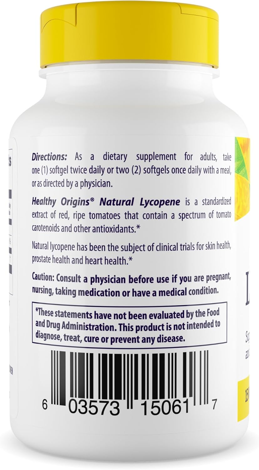 15 mg Healthy Origins Lycopene Softgels - Antioxidant for Heart & Prostate Health - Non-GMO, Gluten-Free - 60 Count