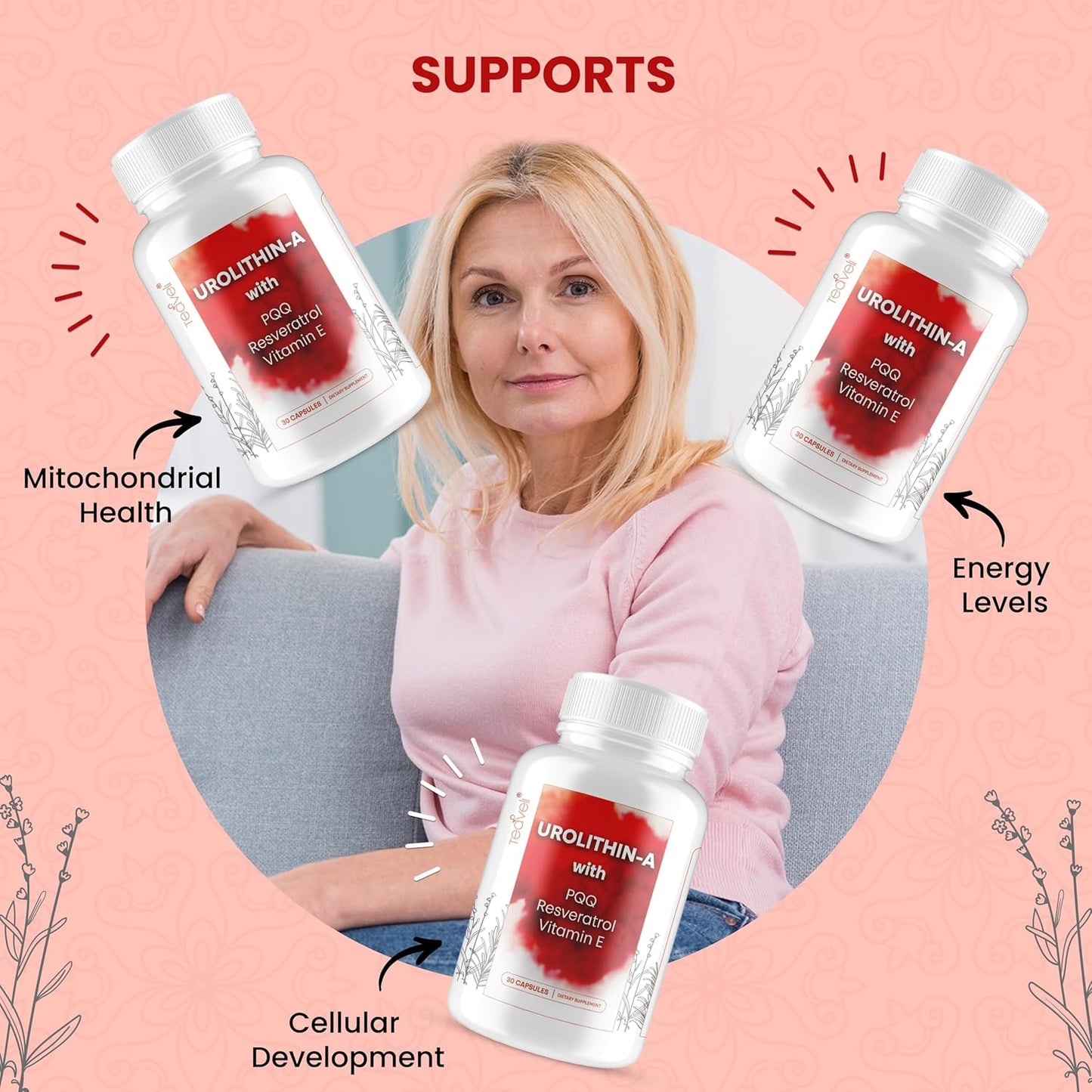 15 Servings of Teaveli Advanced Urolithin A & Stem Cell Supplement - Supports NAD+, Mitochondria, Muscle Health & Energy Levels