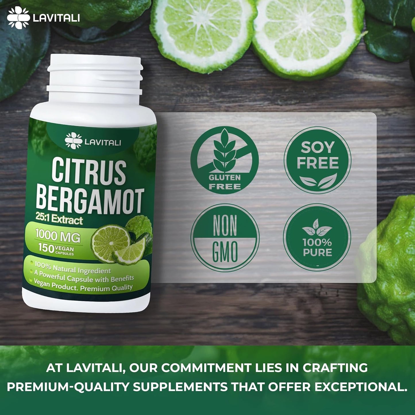 150 Count LaVitali Citrus Bergamot Extract Capsules - 25x Concentrated, 1000mg - Non-GMO, Gluten-Free, Vegetarian