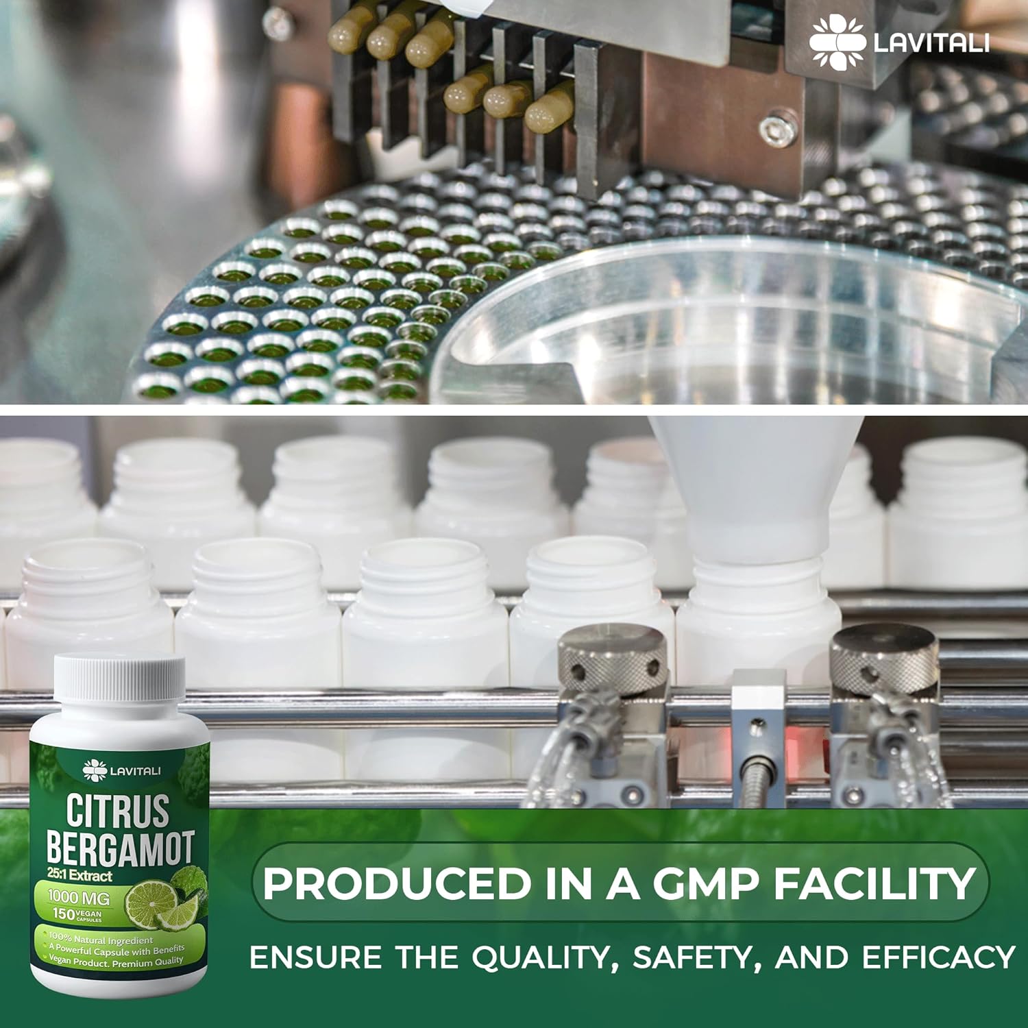 150 Count LaVitali Citrus Bergamot Extract Capsules - 25x Concentrated, 1000mg - Non-GMO, Gluten-Free, Vegetarian