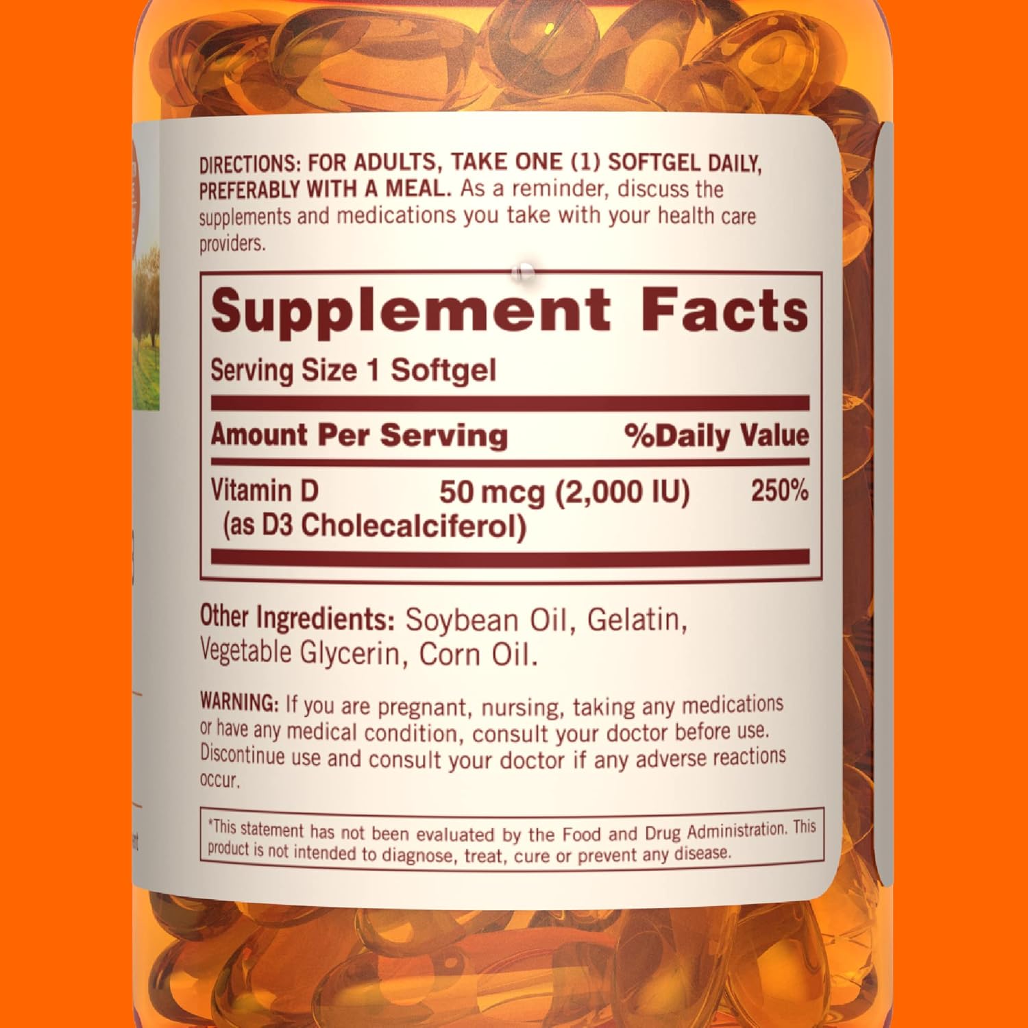 150 Count Sundown Vitamin D3 2000 IU Softgels for Bone, Teeth, and Immune Health