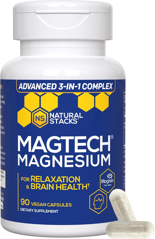 150-Piece Natural Stacks Magtech Magnesium and Krill Oil Bundle for Brain Health and Relaxation