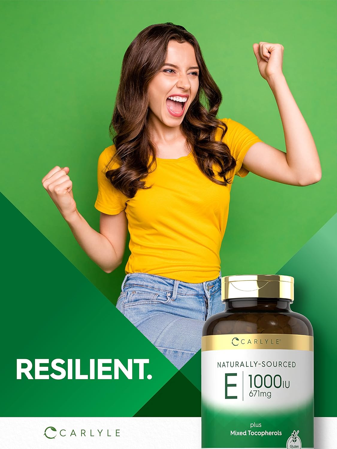 150 Softgels of Carlyle Vitamin E Plus Mixed Tocopherols, 1000 IU (671mg) | Non-GMO Gluten Free Formula | Natural Vitamin E Supplement