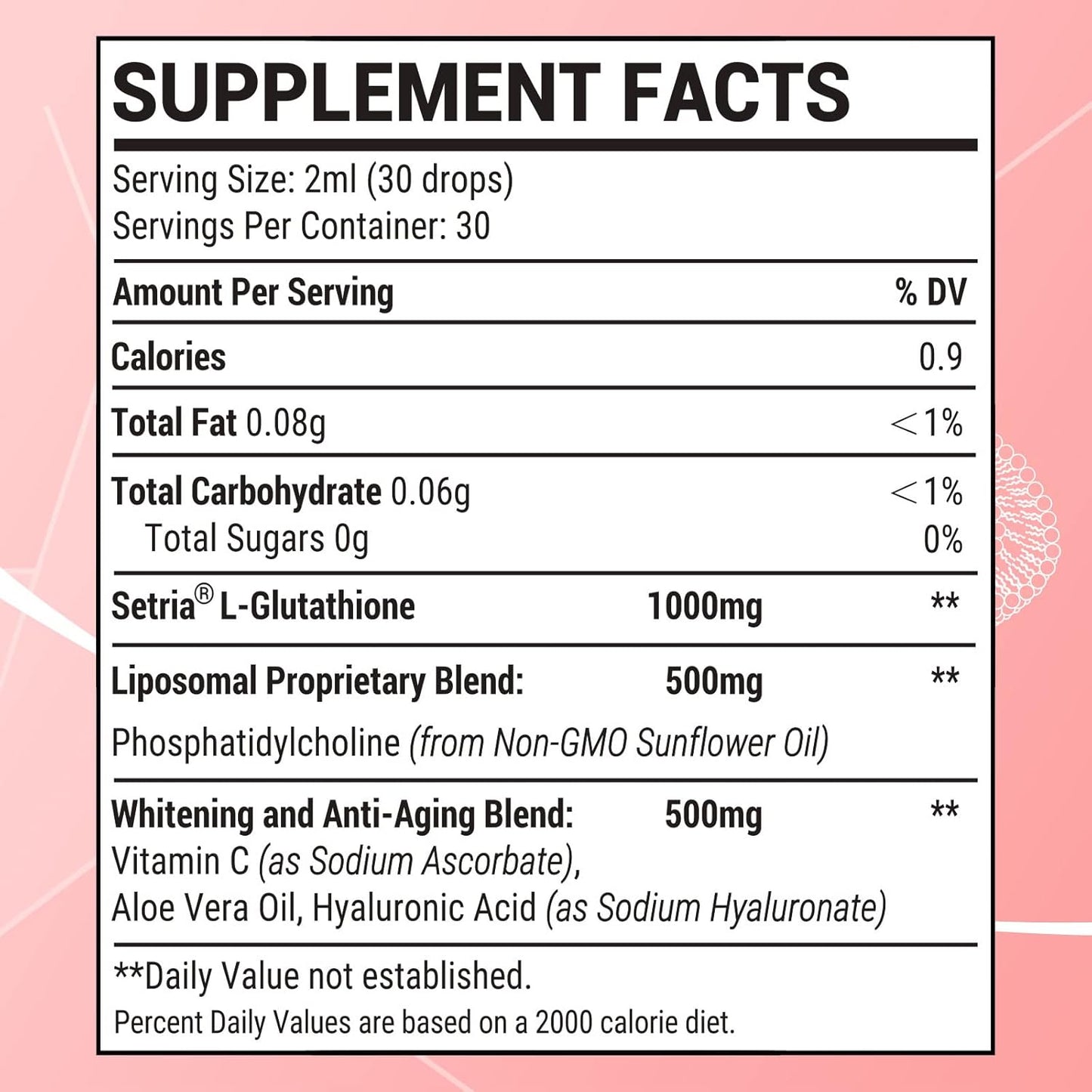 1500 mg Liposomal Glutathione Liquid Supplement for Detox, Aging Defense & Immunity - 4.05 oz