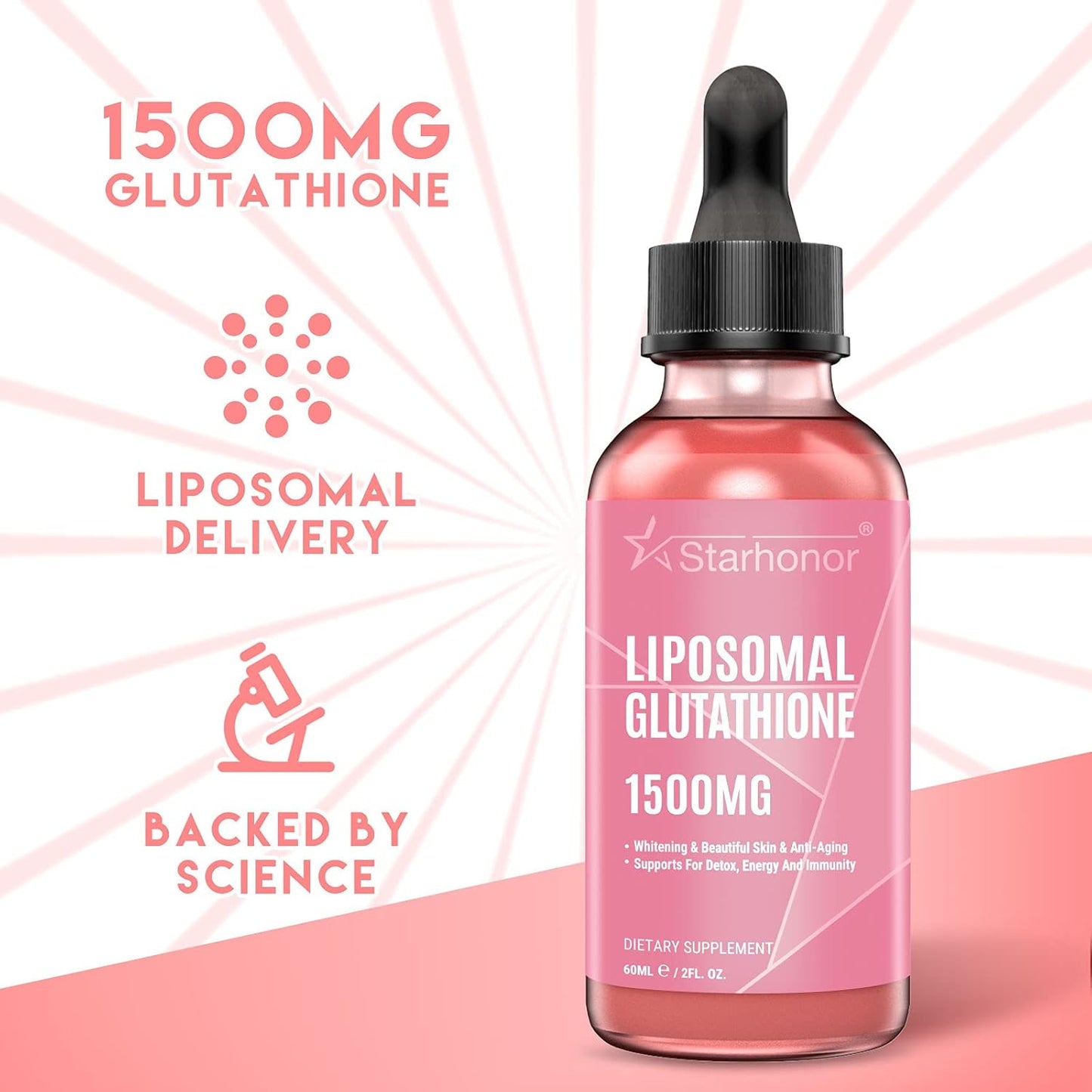 1500 mg Liposomal Glutathione Liquid Supplement for Detox, Aging Defense & Immunity - 4.05 oz