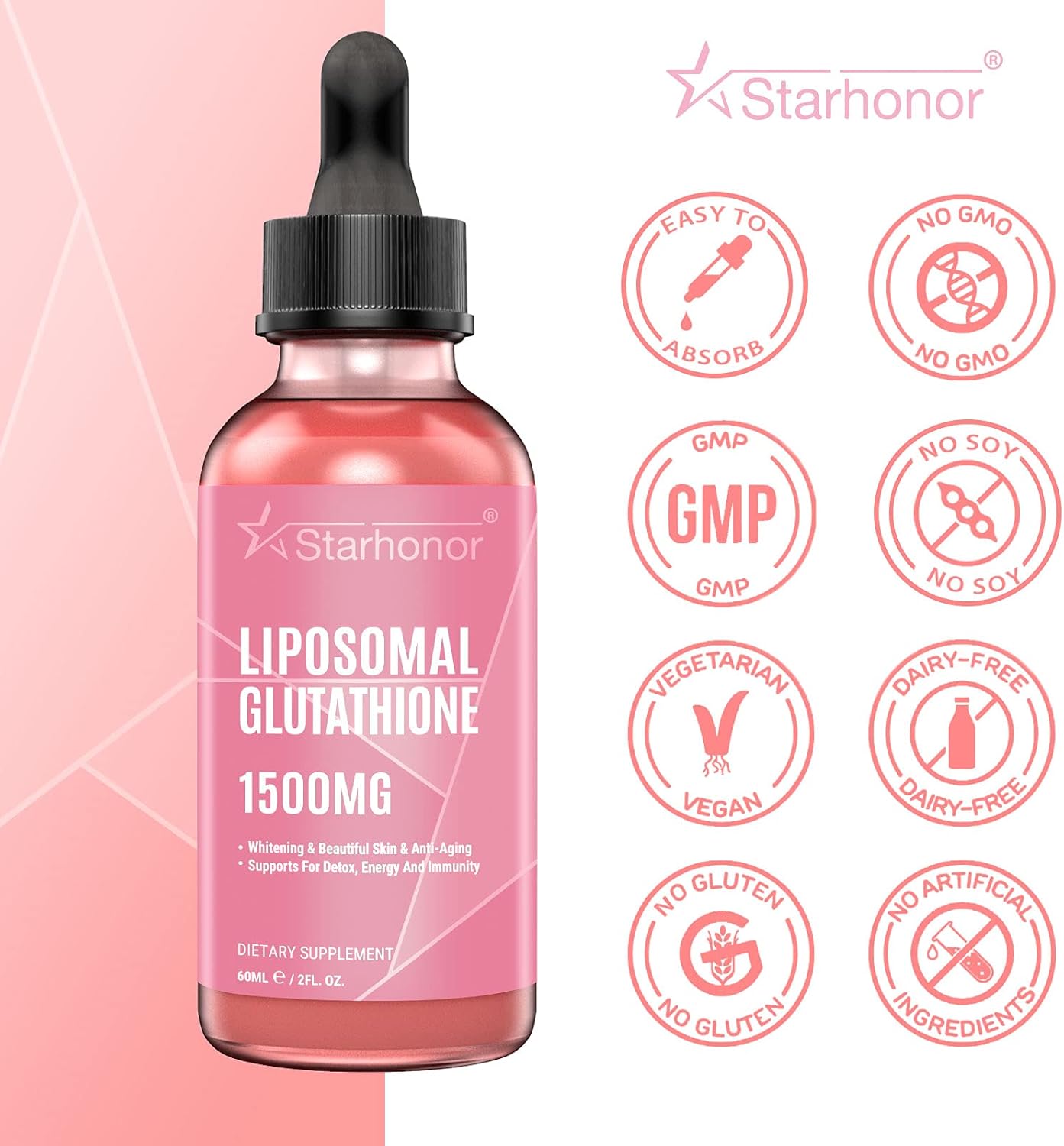 1500 mg Liposomal Glutathione Liquid Supplement for Detox, Aging Defense & Immunity - 4.05 oz