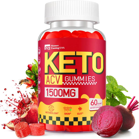 1500MG ACV Keto Gummies with Probiotics and Vitamins for Gut Digestion - Vegan & Non-GMO