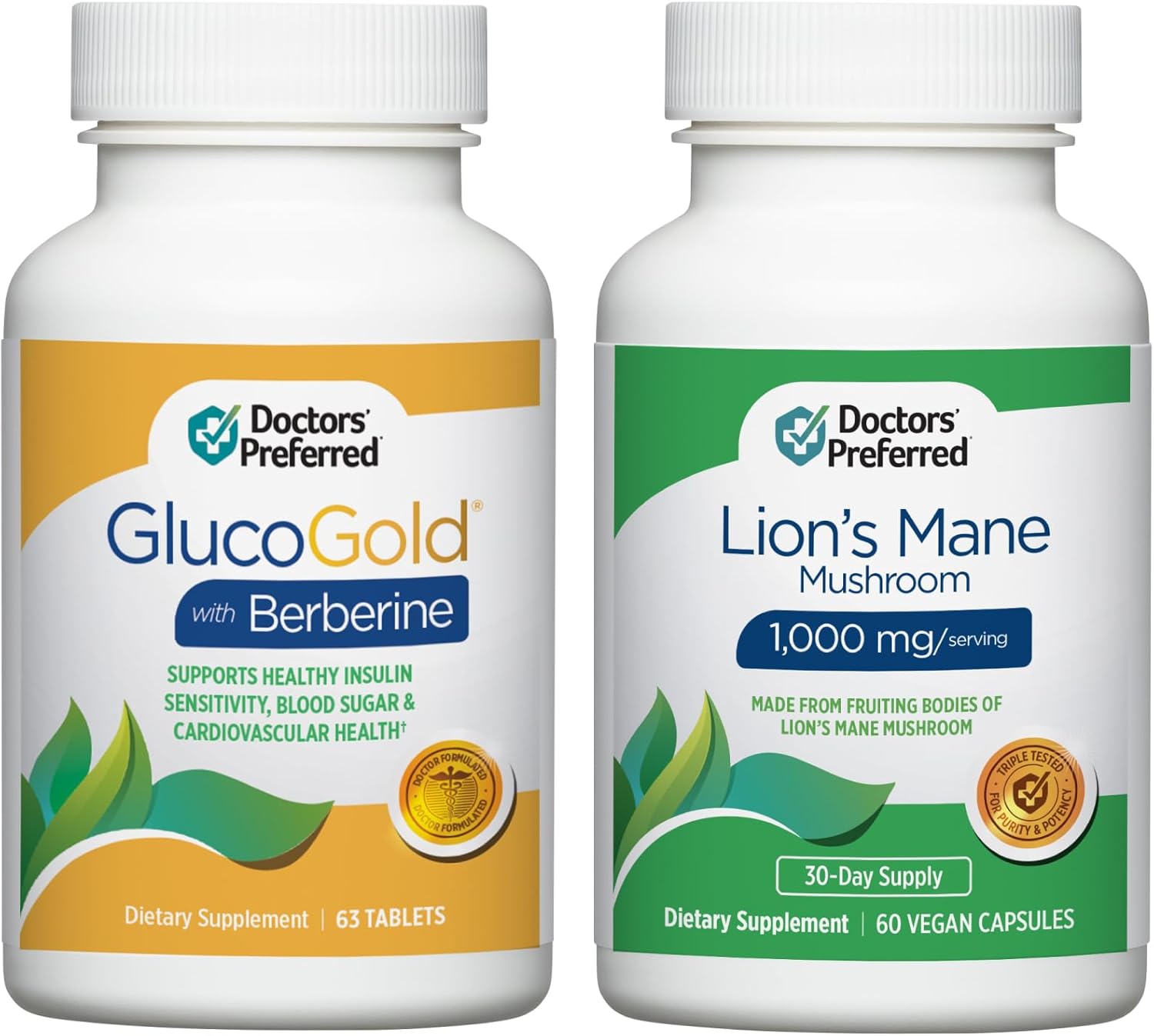 1500mg Berberine & Lion's Mane Mushroom Supplement - Doctors Recommend GlucoGold