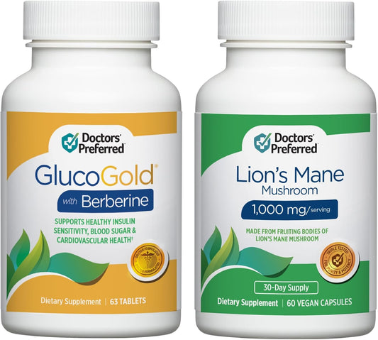 1500mg Berberine & Lion's Mane Mushroom Supplement - Doctors Recommend GlucoGold