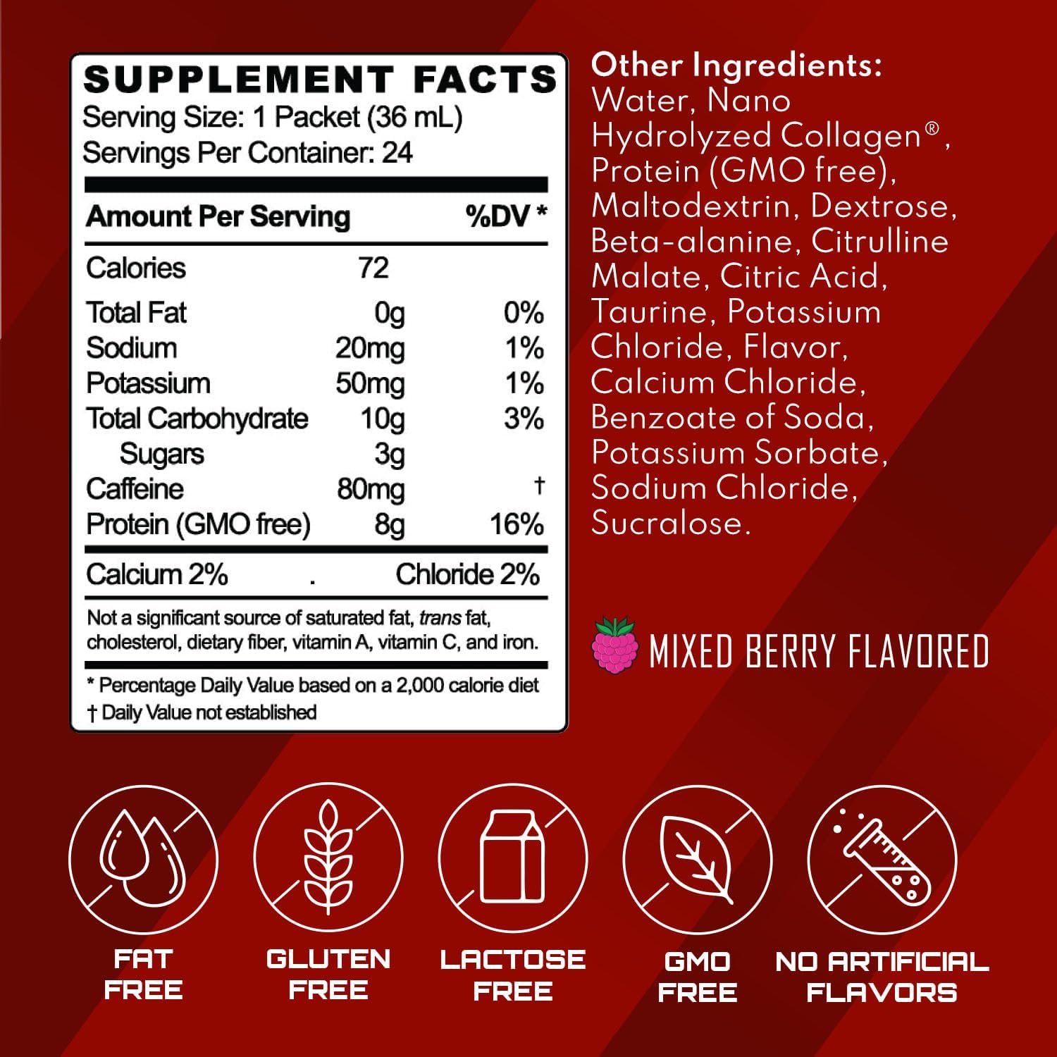 1500mg Beta Alanine Pre Workout Shot & 15g Protein Collagen Bundle - Energized Power for Pre & Post Workout, 1.2 oz Packets, 48 Pack