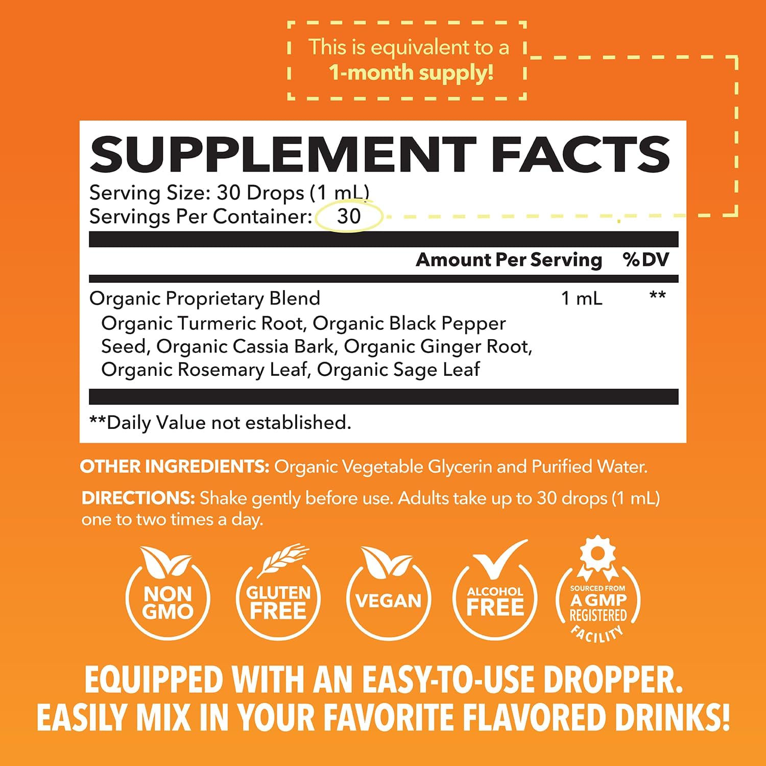 1500mg Black Seed Oil & Turmeric Liquid Drops for Joint, Digestive & Immune Support
