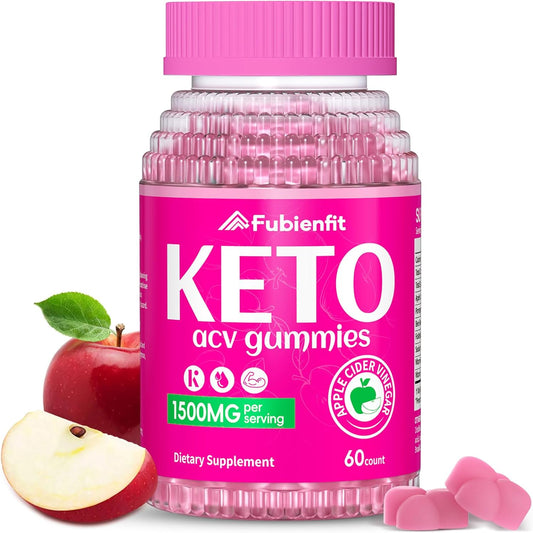 1500MG Fubienfit Keto ACV Gummies with Pomegranate Beet Juice Powder B12 - 60 Vegan Non GMO Gummies