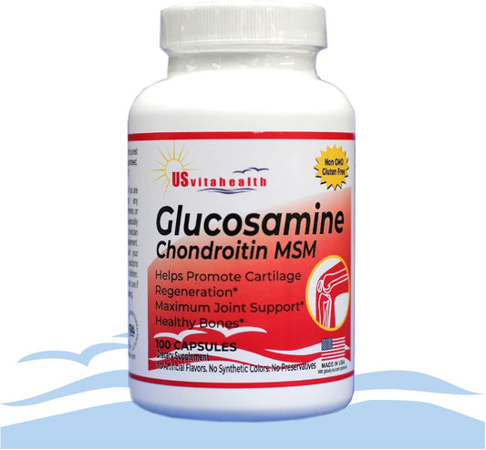 1500mg Glucosamine Chondroitin MSM for Joint & Bone Support - Non GMO & Gluten Free - 100 Count