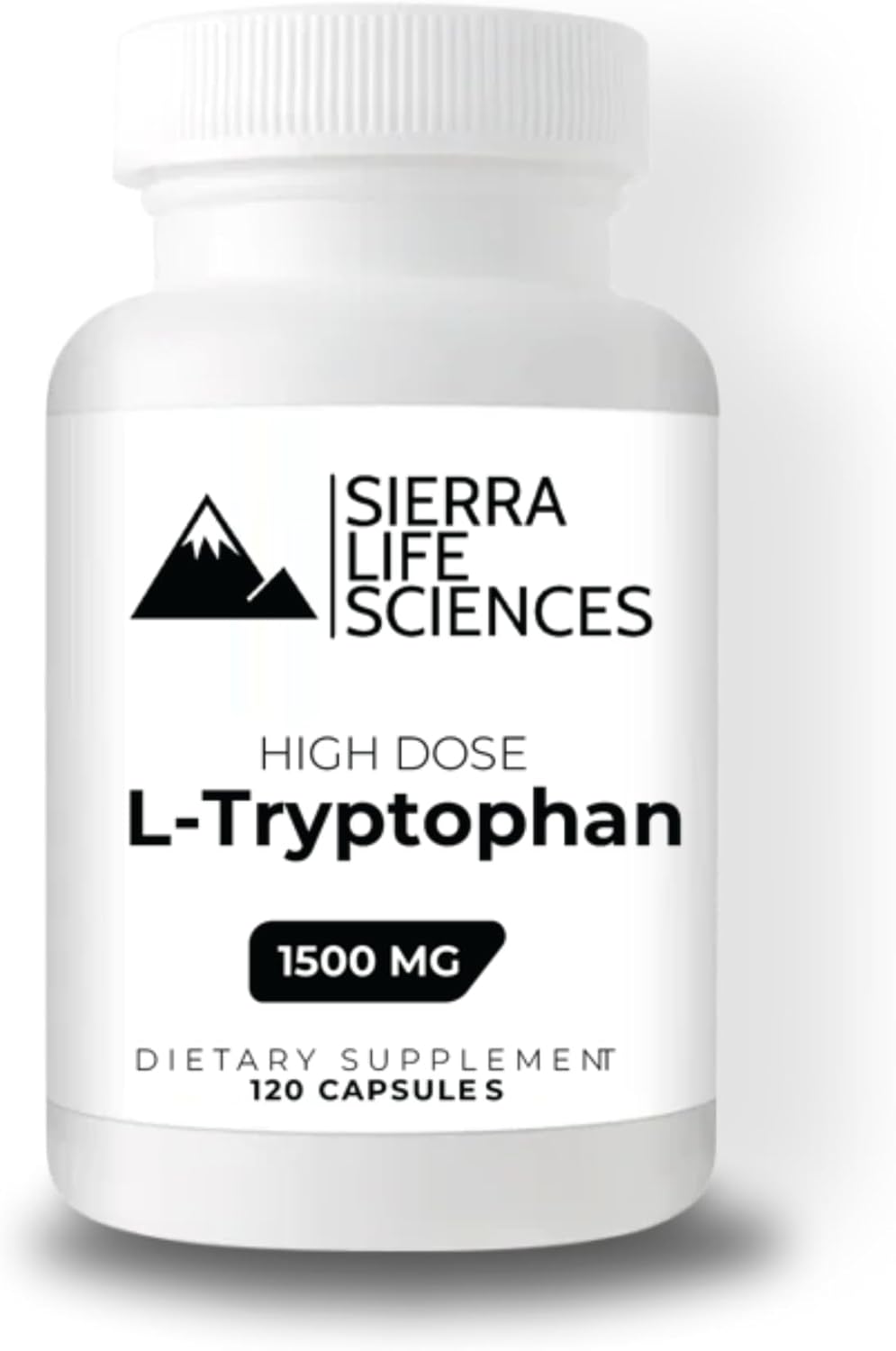 1500mg High Dose L-Tryptophan Capsules by Sierra Life Sciences - Gluten-Free & Non-GMO - 40 Servings