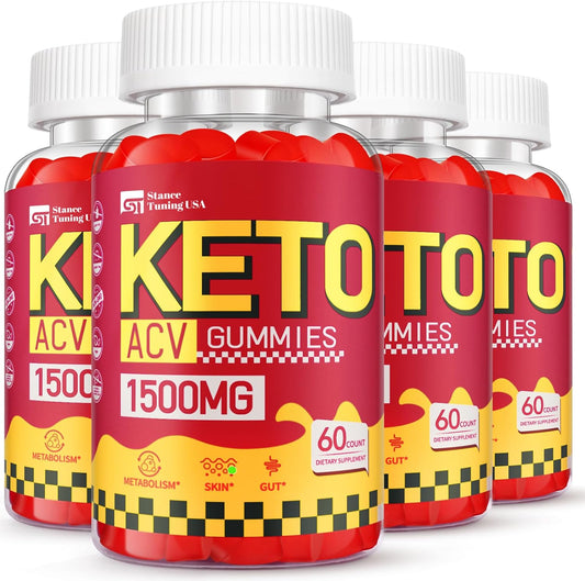 1500MG Keto Apple Cider Vinegar Gummies for Men and Women - Vegan & Non-GMO - 4 Pack