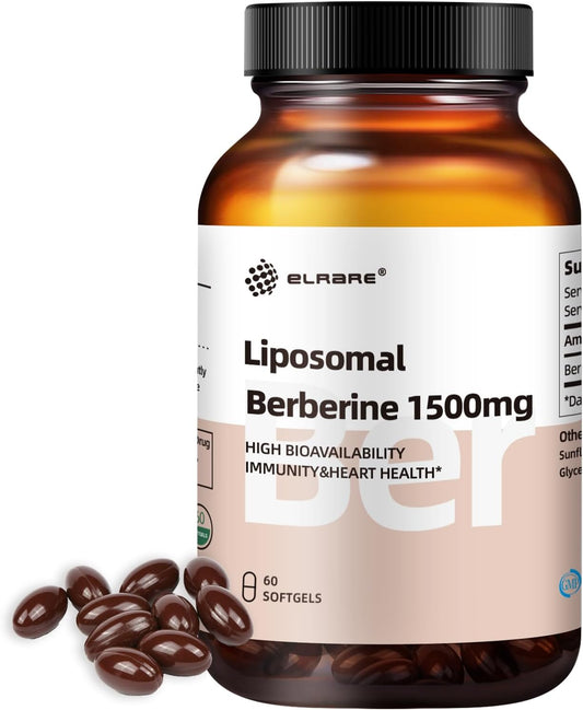 1500mg Liposomal Berberine HCL Supplement for Liver & Heart Health - AMPK Activator, Non-GMO, Gluten-Free - 60 Softgels for Men & Women