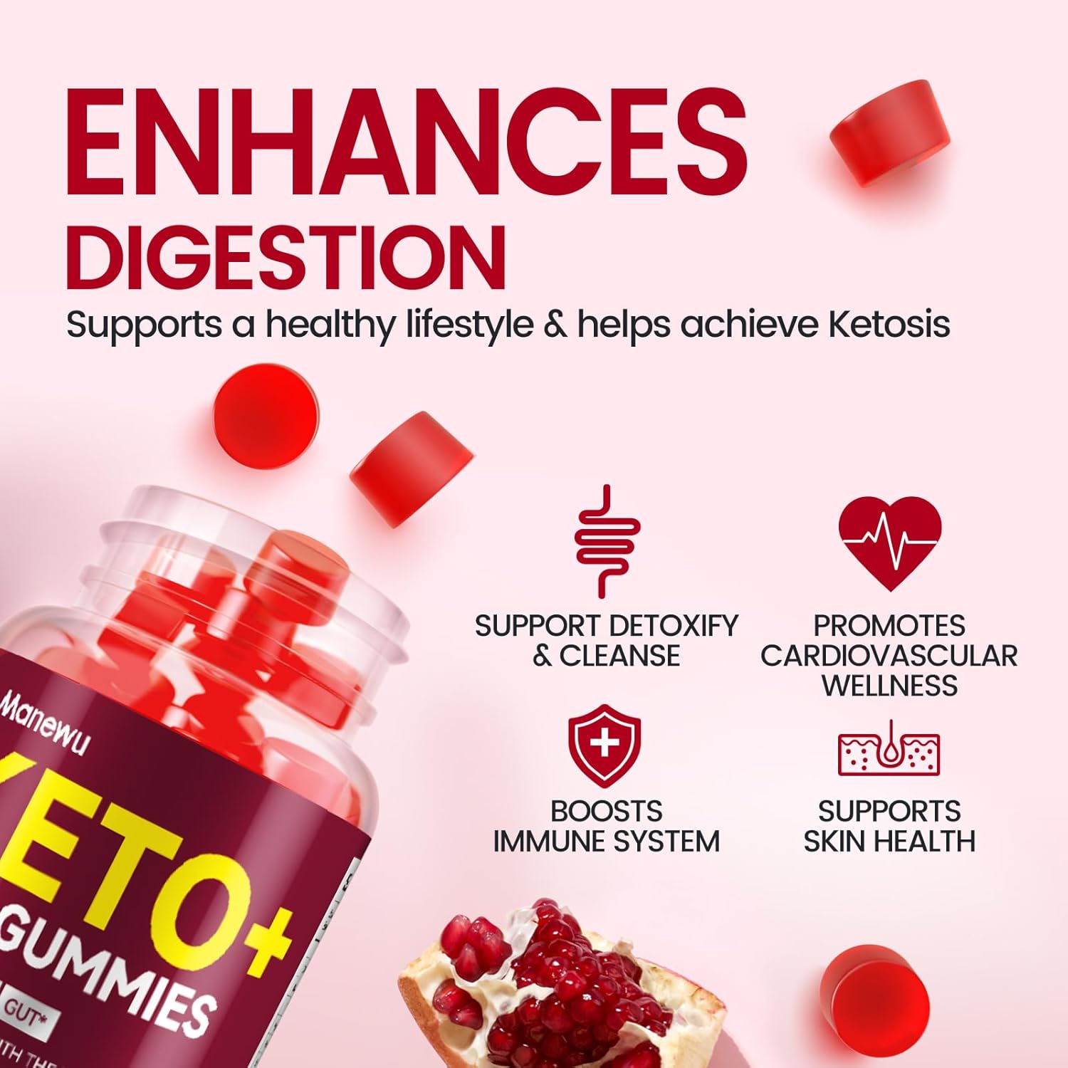 1500mg Manewu Keto Apple Cider Vinegar Gummies for Men & Women - Low-Sugar, Gluten Free, Vegan - Non-GMO ACV Diet Supplement, 120 Count