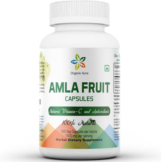 1500mg Organic Amla Capsules - 150 Veg Capsules for Immunity and Skin Glow