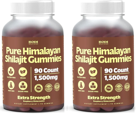 1500mg Pure Himalayan Shilajit Gummies - 180 Vegan & Sugar-Free with 85+ Trace Minerals for Natural Energy - Non-GMO Supplement for Men & Women