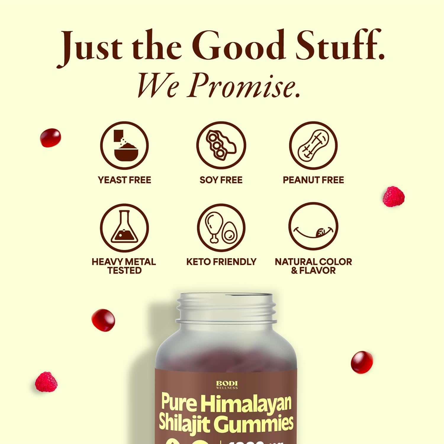 1500mg Pure Himalayan Shilajit Gummies - 90 Vegan, Sugar-Free Gummies with 85+ Trace Minerals & Fulvic Acid - Non-GMO Supplement for Men & Women by Bodi Wellness