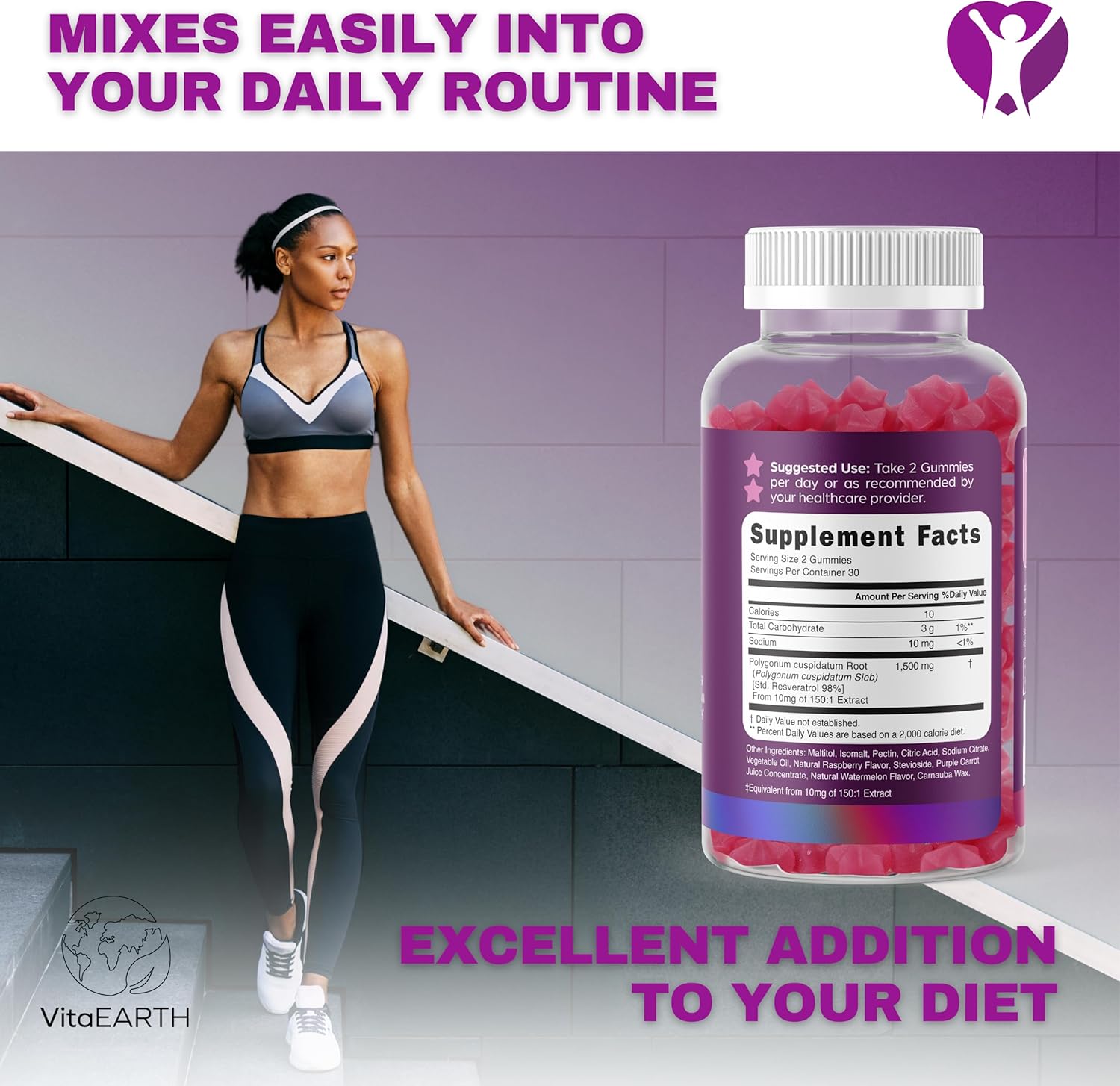 1500mg Resveratrol Gummies for Anti Aging, Heart, Immune System - Raspberry Watermelon Flavored Antioxidants