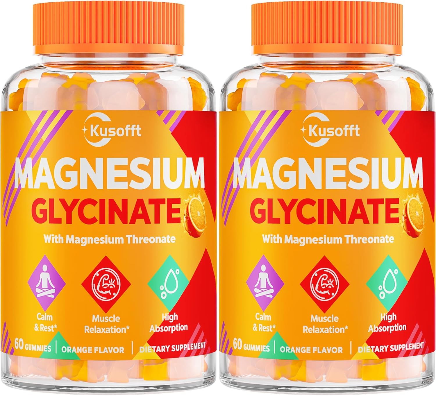 1500mg Sugar-Free Magnesium Glycinate Gummies for Women & Men by Kusofft