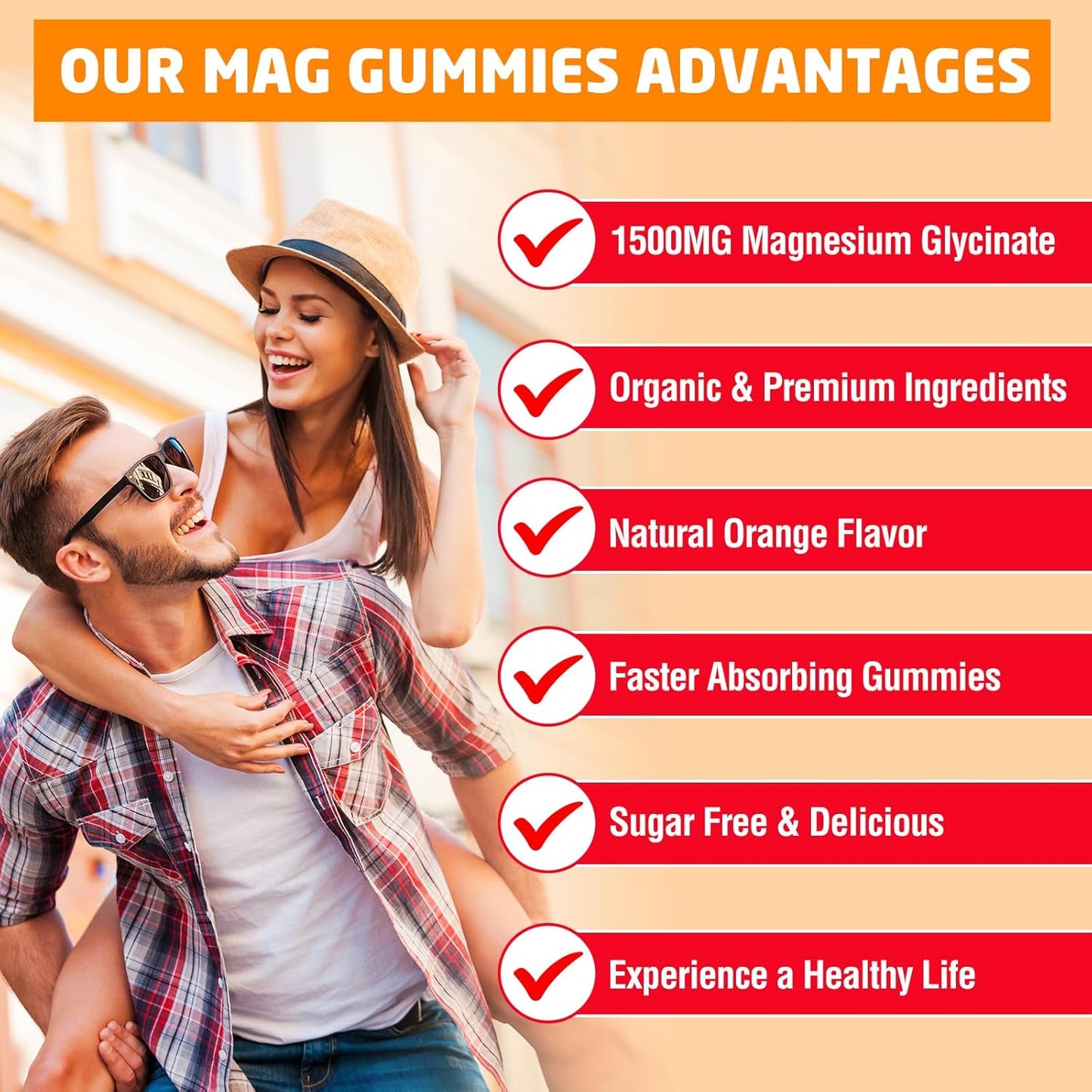 1500mg Sugar-Free Magnesium Glycinate Gummies for Women & Men by Kusofft