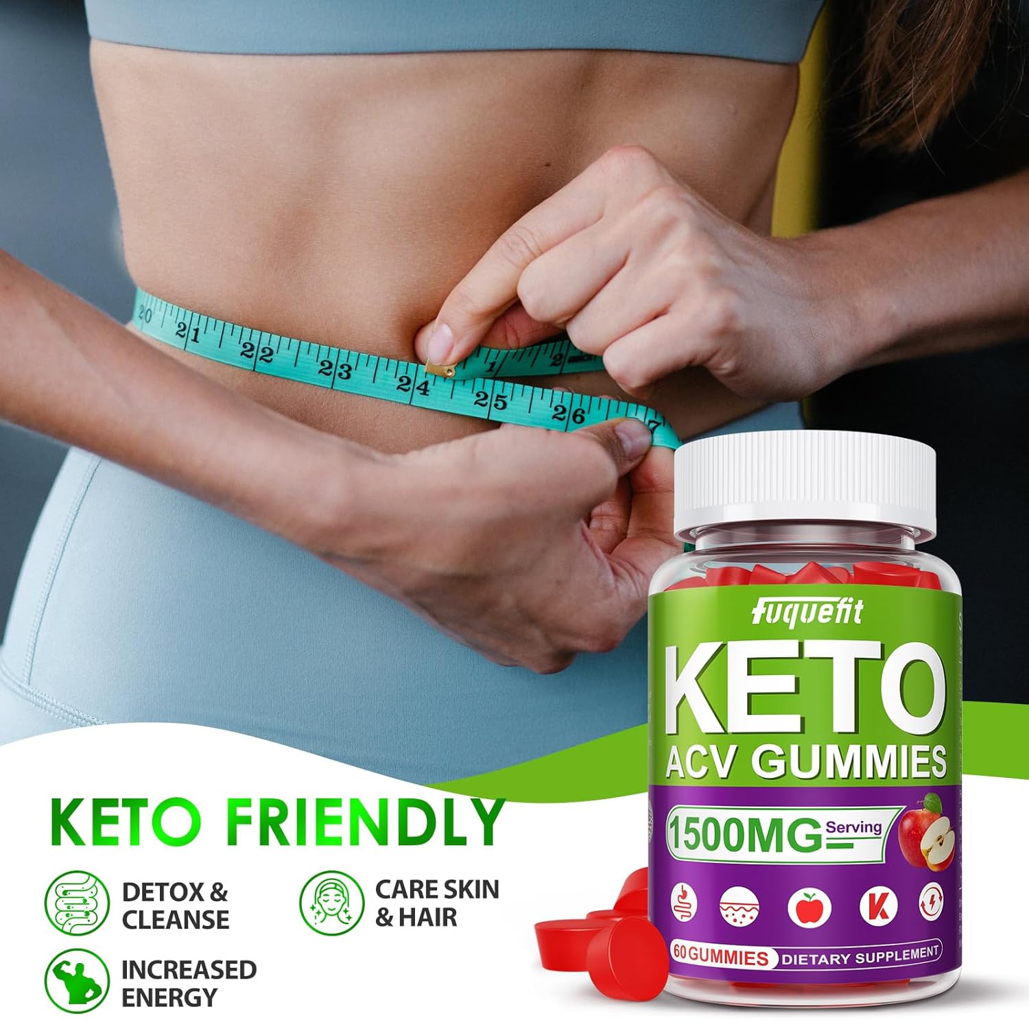 1500mg Vegan ACV Gummies for Keto Diet by Fuquefit