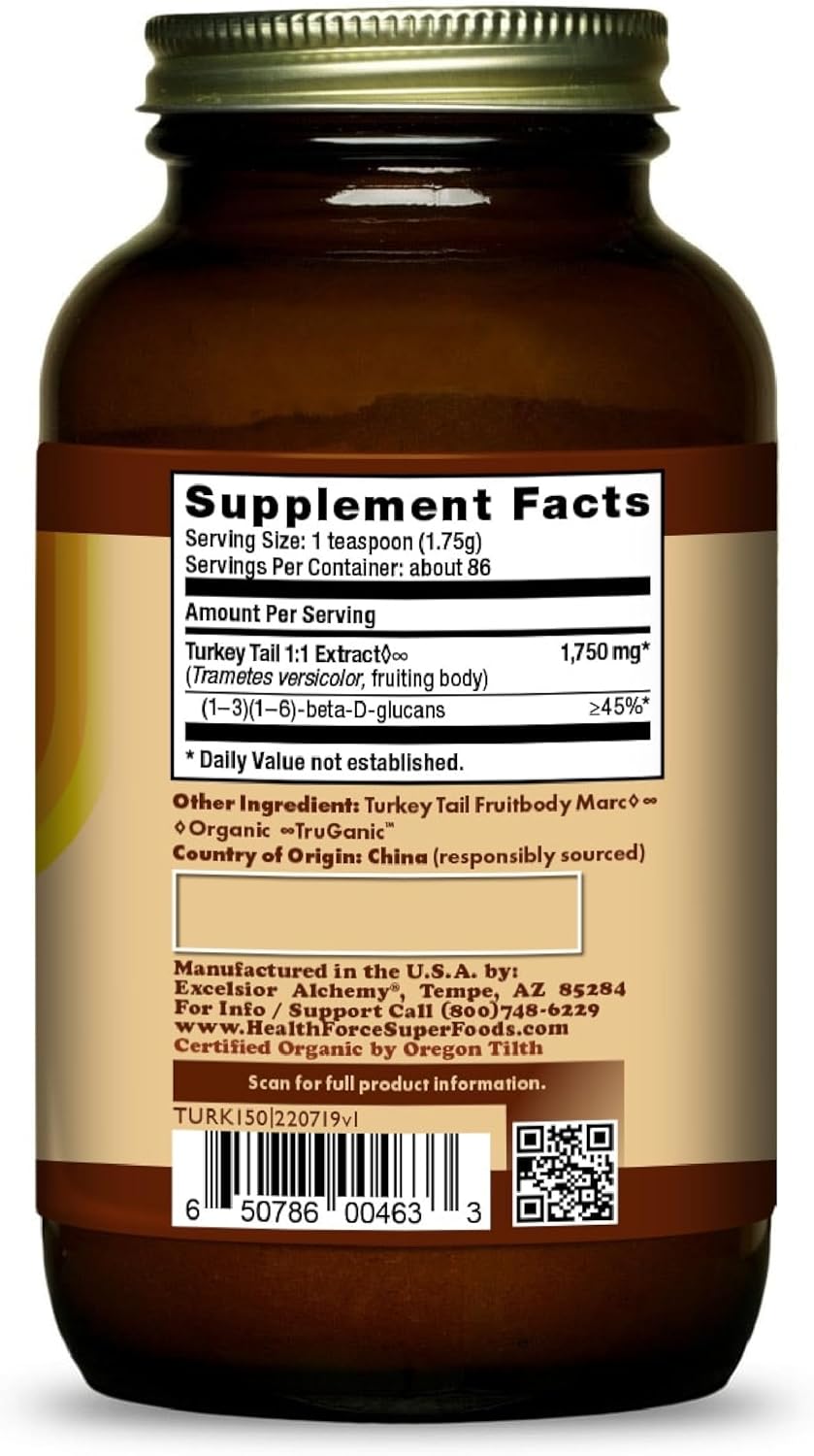 150g HealthForce SuperFoods Turkey Tail Mushroom Powder - Immune Support Supplement