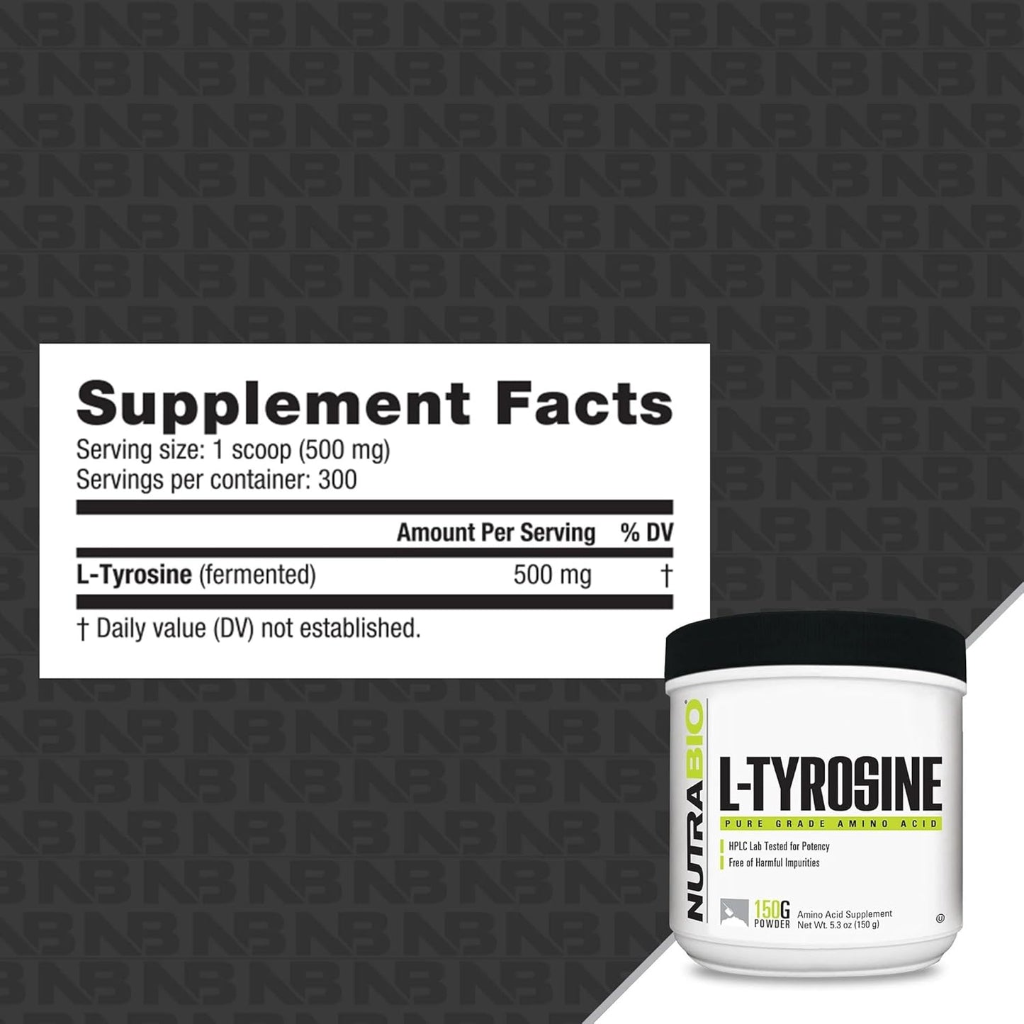 150g NutraBio L-Tyrosine Supplement for Enhanced Athletic Performance and Wellness Support