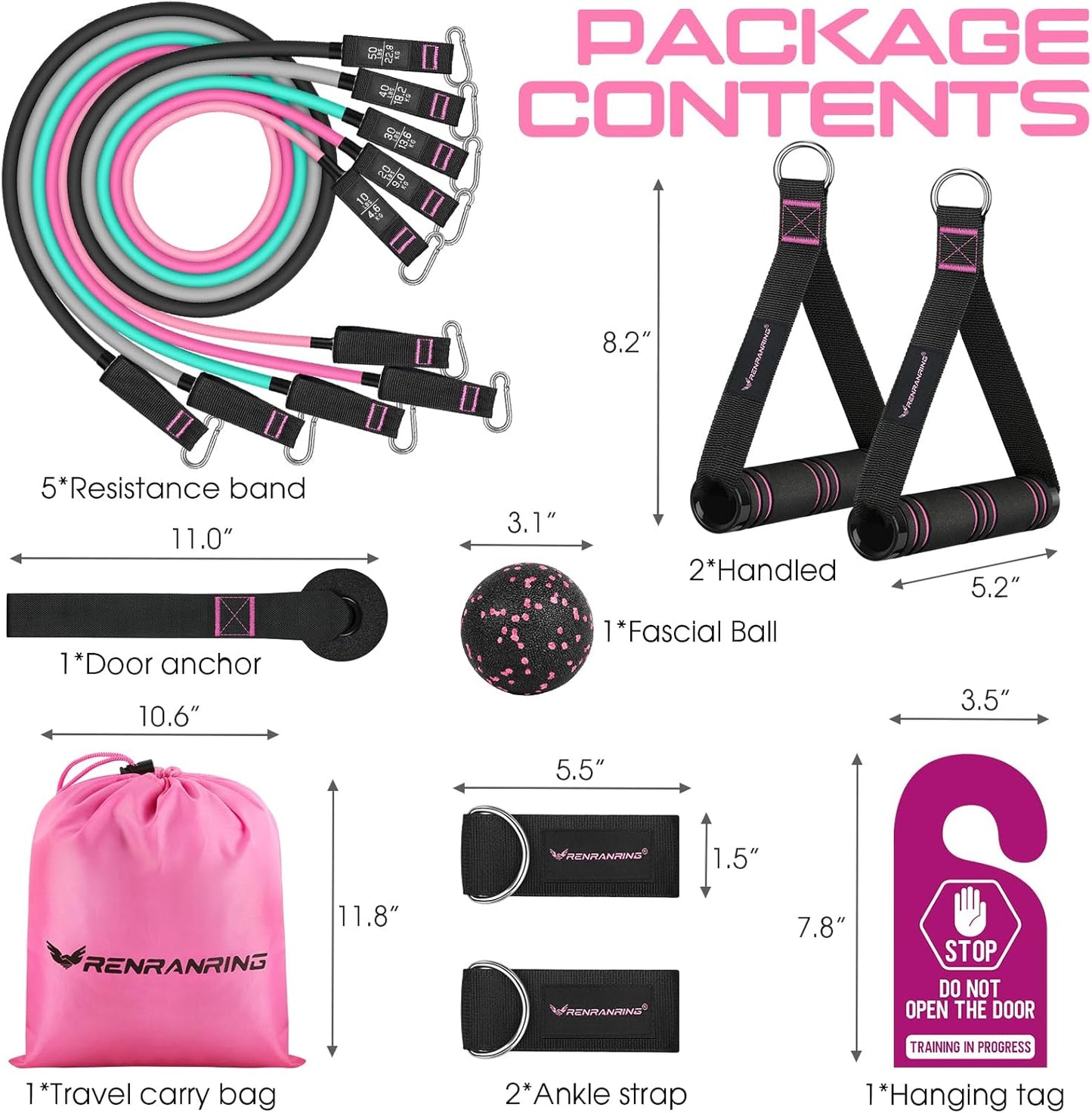 150LBS Resistance Bands Set with Handles, Ankle Straps - Workout Bands for Men and Women - Muscle Training Exercise Bands