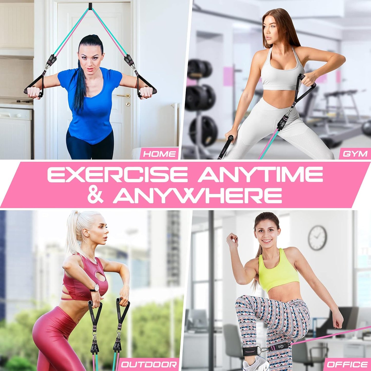 150LBS Resistance Bands Set with Handles, Ankle Straps - Workout Bands for Men and Women - Muscle Training Exercise Bands