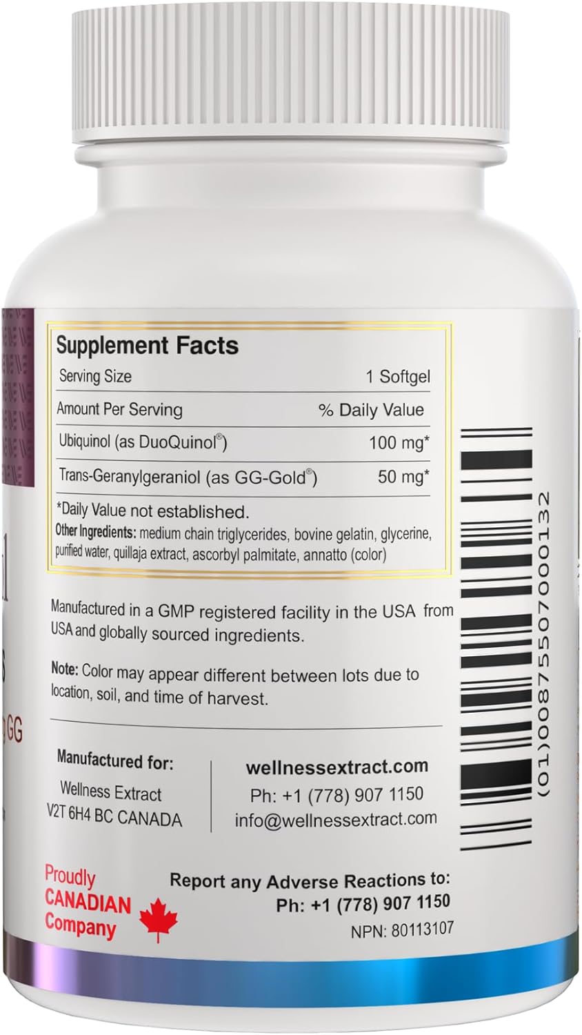 150mg BioQuinol Ubiquinol (CoQ10) Softgels with Geranylgeraniol - Ultimate Antioxidant for Heart Health & Energy Boost - BoostGo Australia
