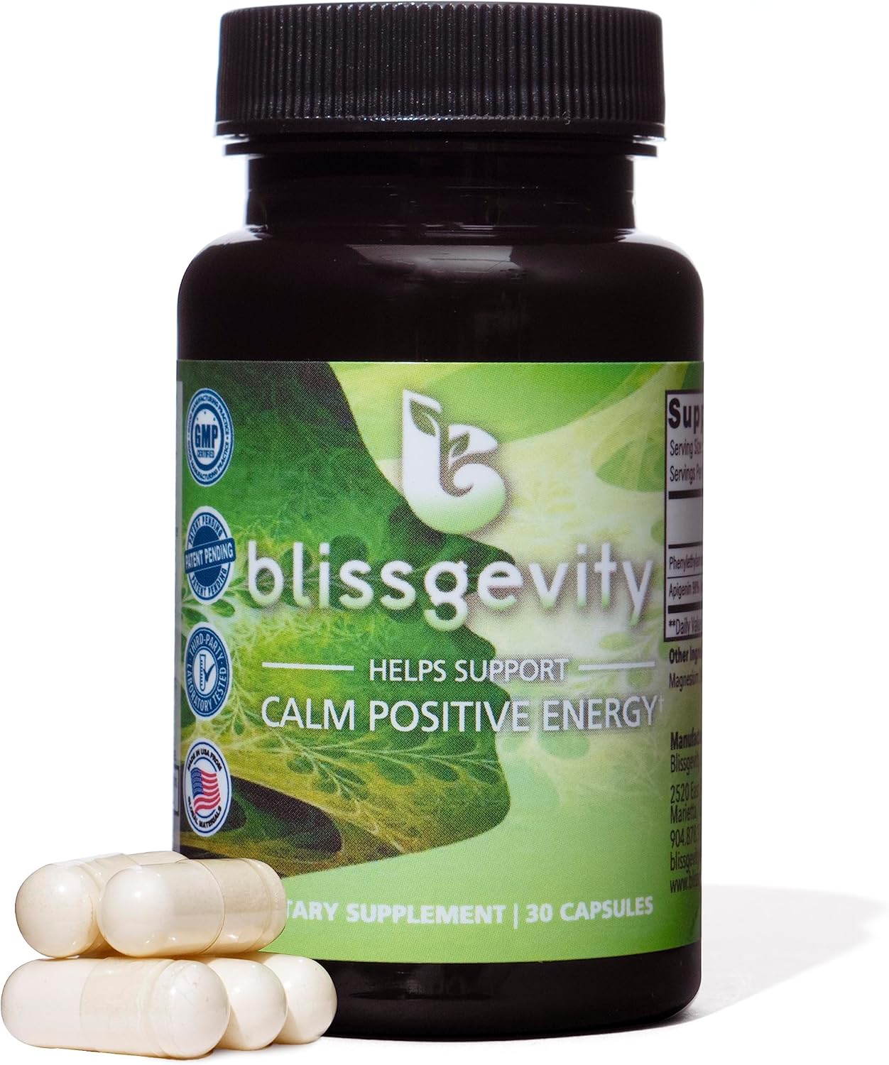 150mg Blissgevity Apigenin & Phenylethylamine Mood Support Supplement for Euphoria, Focus, Mental Clarity, Stress Relief, Calm, and Intimacy Enhancement - 30 Capsules