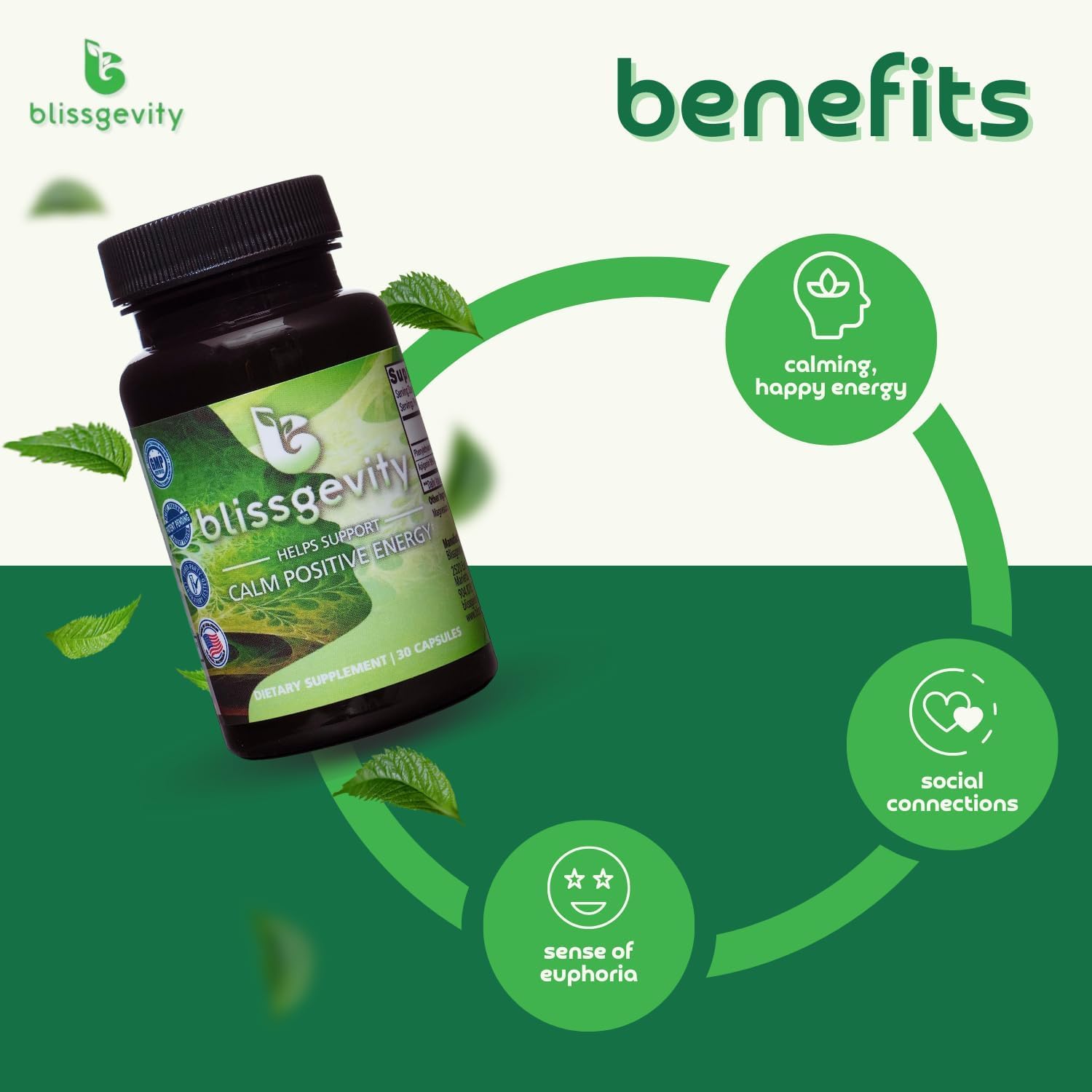 150mg Blissgevity Apigenin & Phenylethylamine Mood Support Supplement for Euphoria, Focus, Mental Clarity, Stress Relief, Calm, and Intimacy Enhancement - 30 Capsules